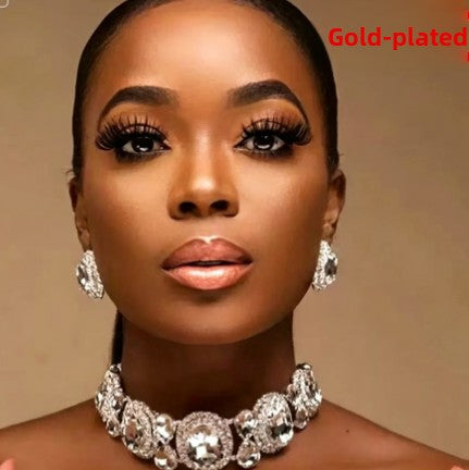 Crystal Circle Earrings & Necklace Set | Two-Piece Set