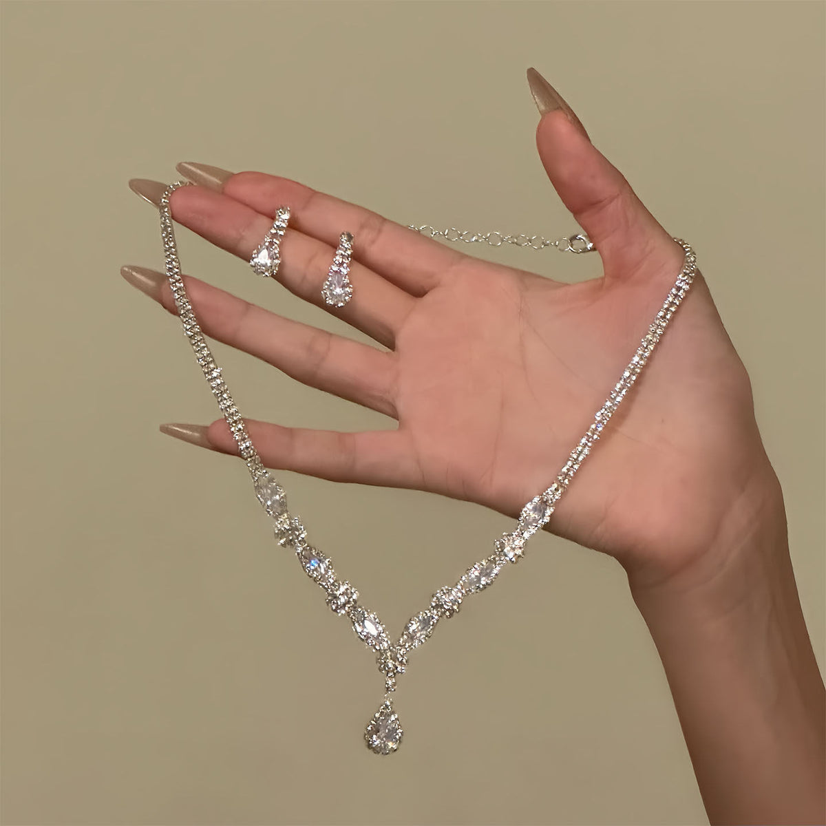 Diamond-Touch Necklace & Earrings | Two-Piece Set