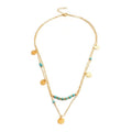 Multi-Layer Round Turquoise Pendant Necklace