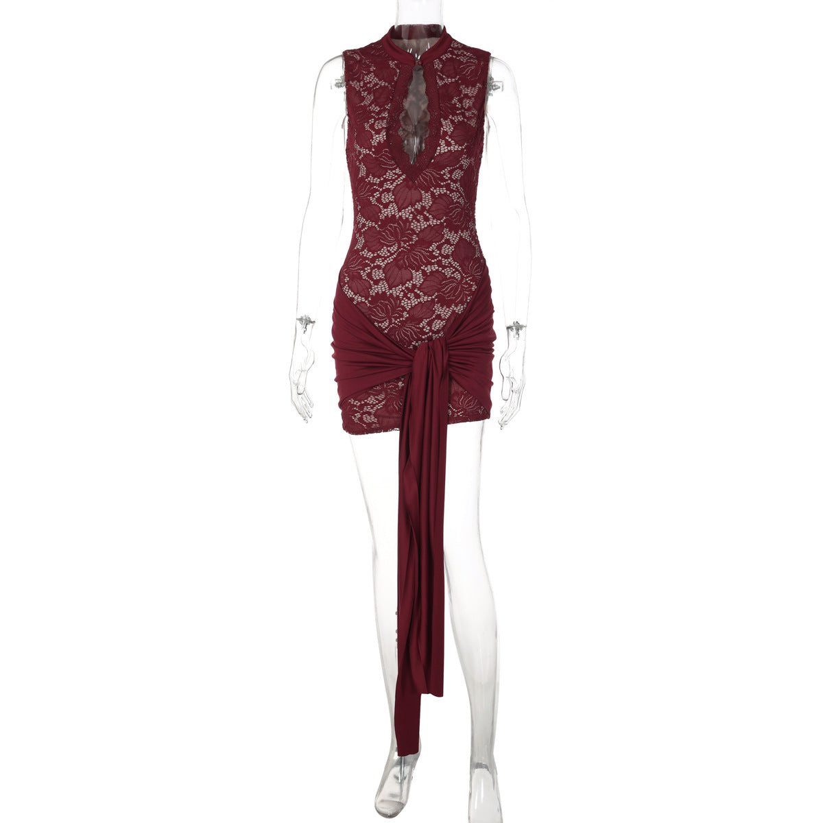Womens Lace Sleeveless Bodycon Dress