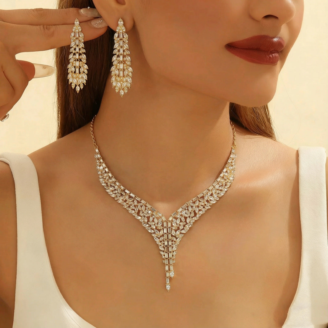 Water-Drop Necklace and Earrings | Two-Piece Set