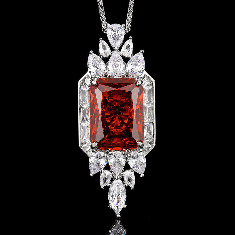 Diamond-Shaped Zircon Vintage Pendant Necklace | Assorted Colours