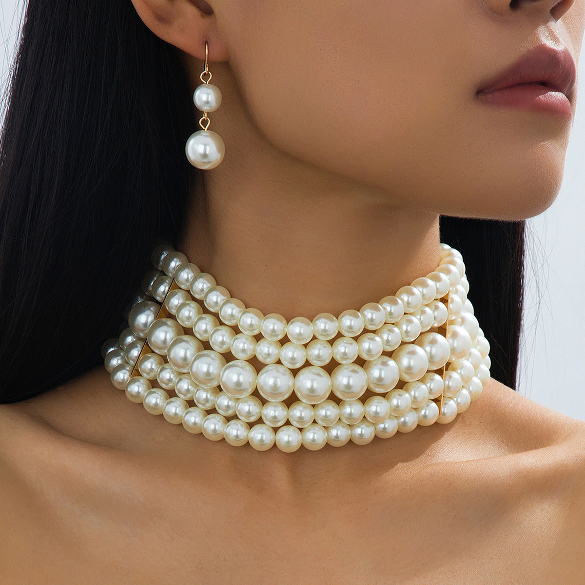 Pearl-Shaped Necklace & Earring Set