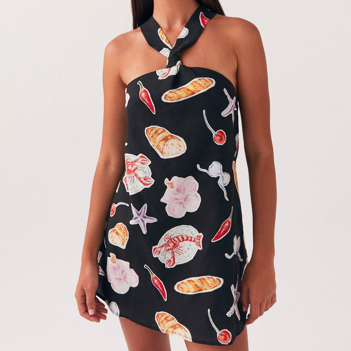 Halter Neck Backless Bow Dress