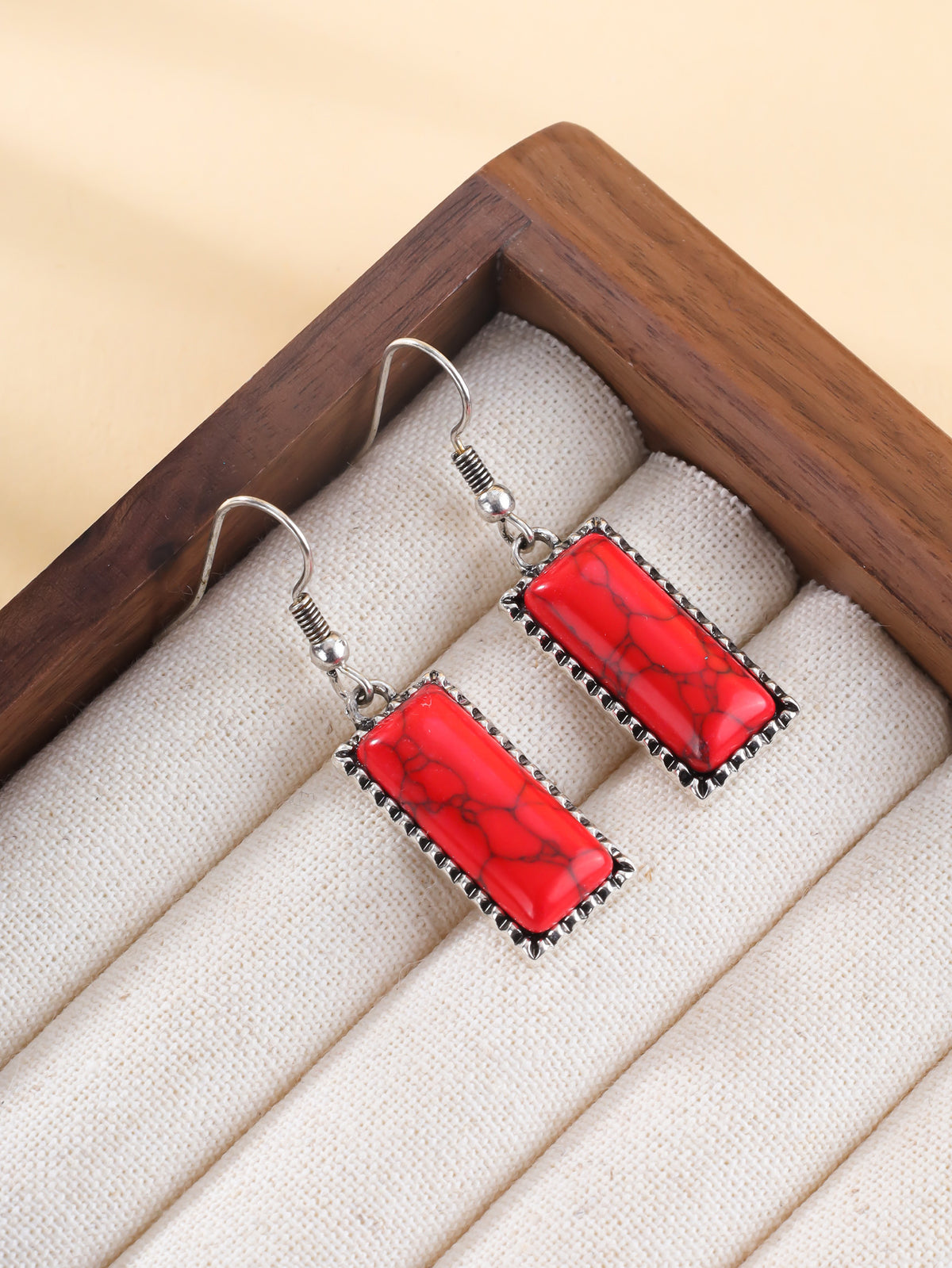 Vintage Rectangular Turquoise Stud Earrings