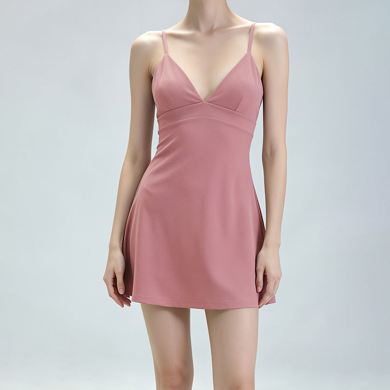 Womens V-Neck Strapless Yoga Dress