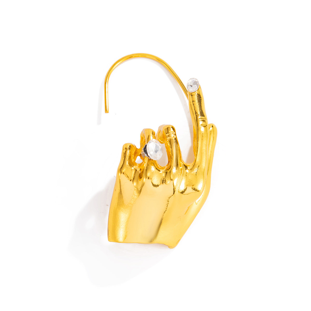 Exaggerated Rhinestone Palm Ear Cuff