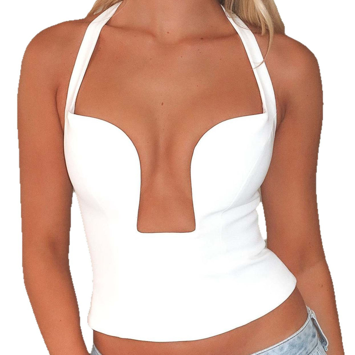 Deep V-Neck Crop Tank Top