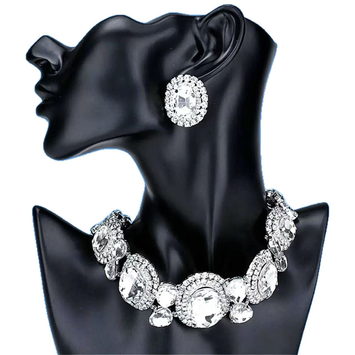 Crystal Circle Earrings & Necklace Set | Two-Piece Set
