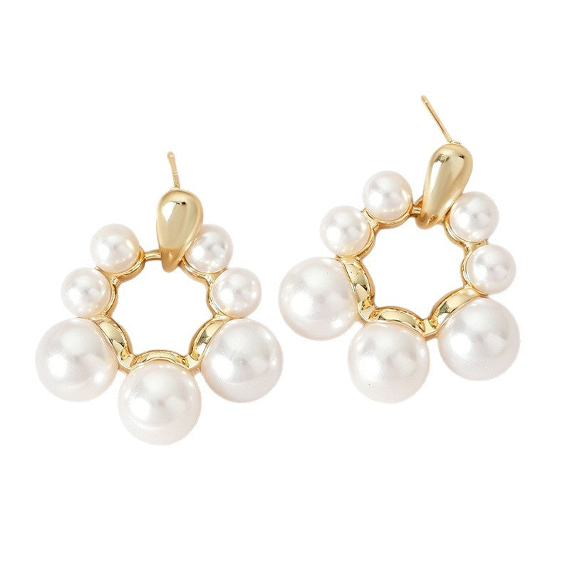 Pearl-Floral Vintage Hoop Earrings