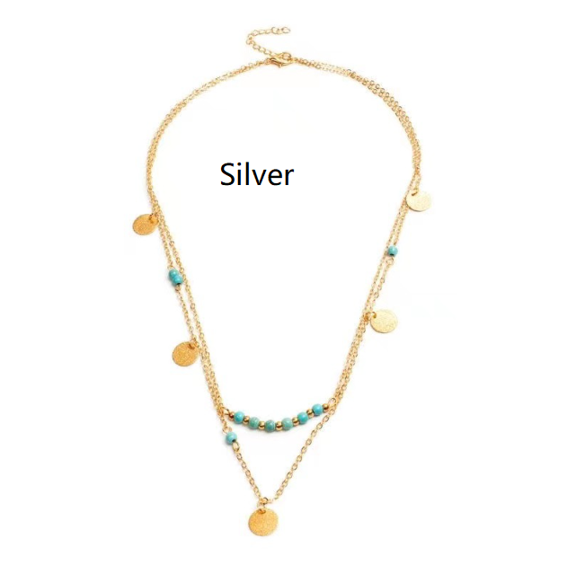 Multi-Layer Round Turquoise Pendant Necklace