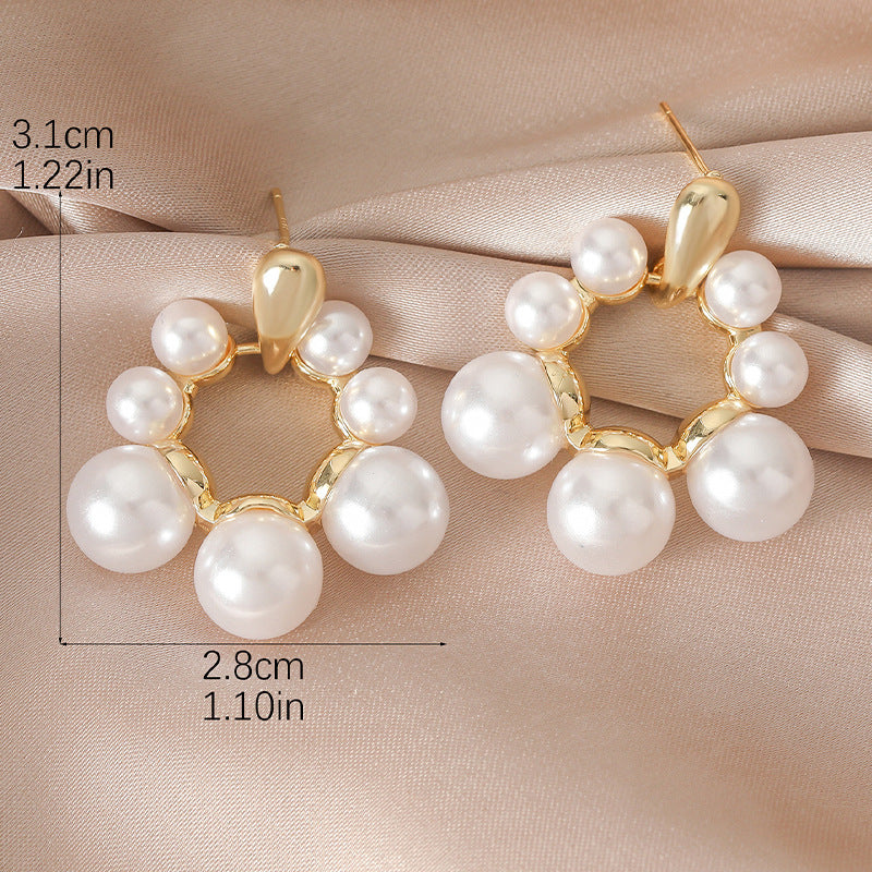 Pearl-Floral Vintage Hoop Earrings