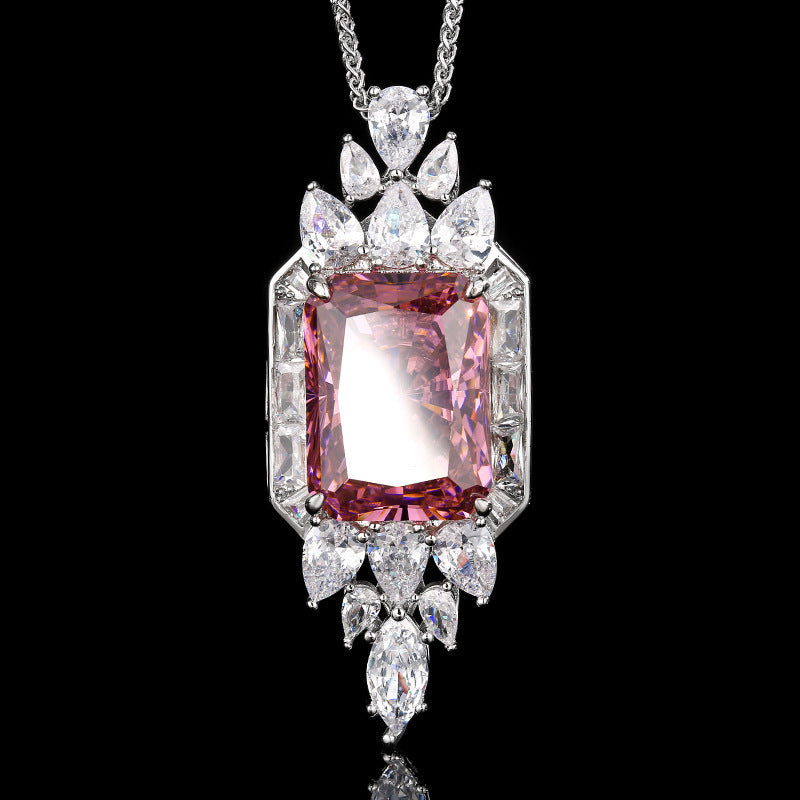 Diamond-Shaped Zircon Vintage Pendant Necklace | Assorted Colours