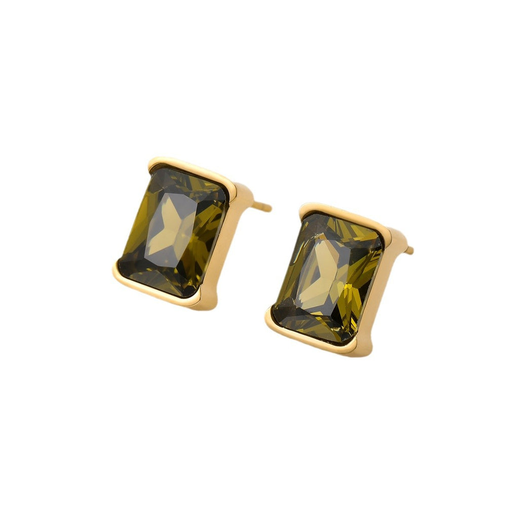 Square Zircon Stainless Steel Earrings