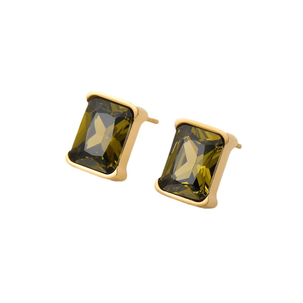 Square Zircon Stainless Steel Earrings
