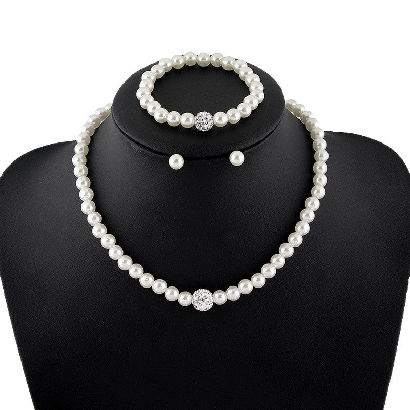 Pearl-Shape Earrings, Necklace & Bracelet | Three-Piece Set