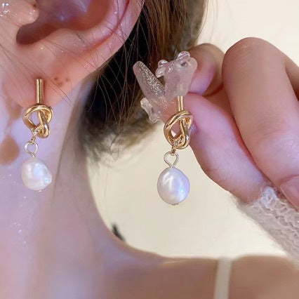 Baroque Pearl-Knot Drop Earrings