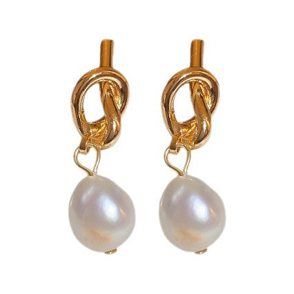 Baroque Pearl-Knot Drop Earrings