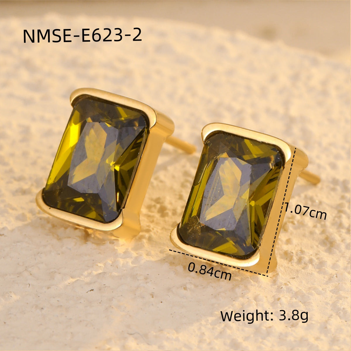 Square Zircon Stainless Steel Earrings