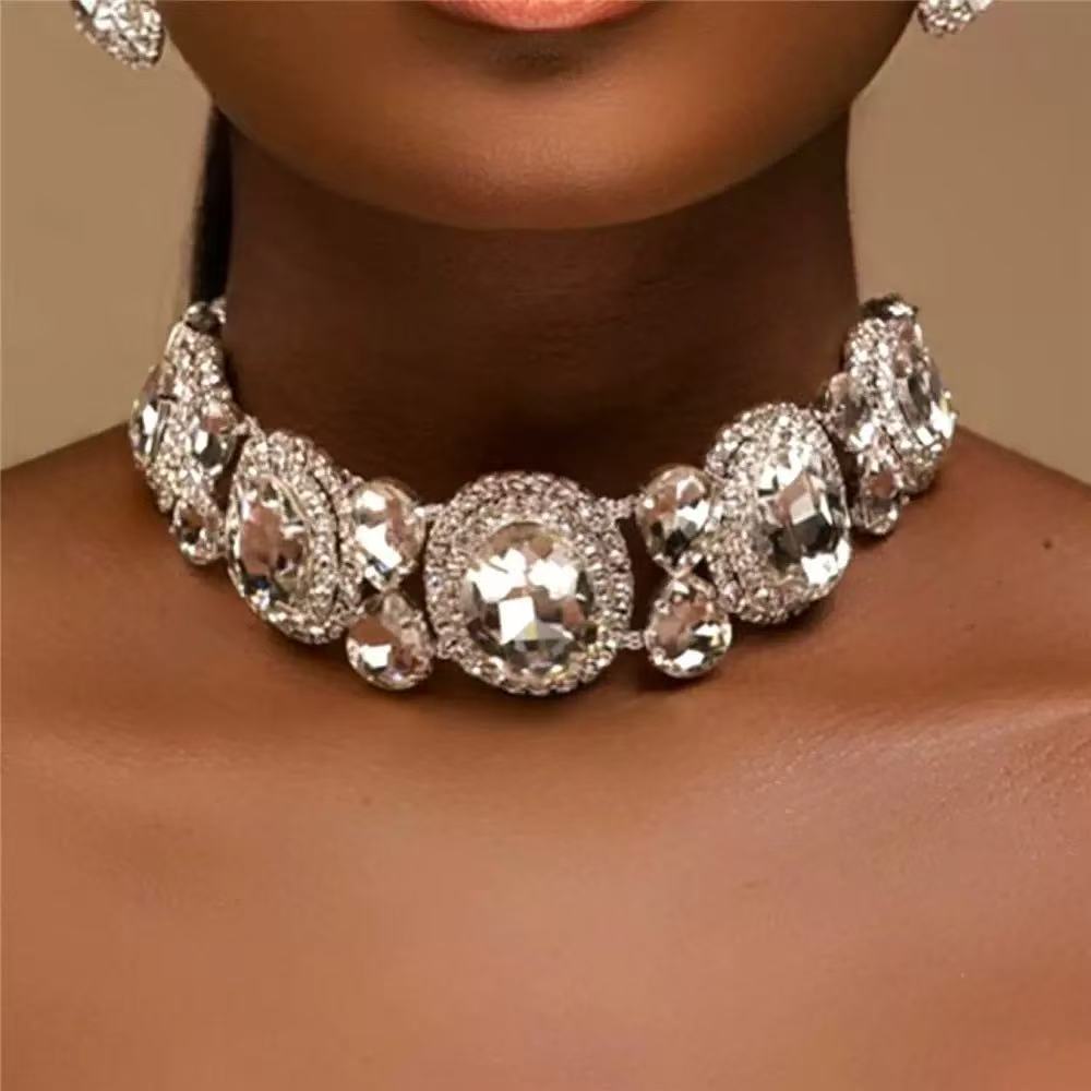 Crystal Circle Earrings & Necklace Set | Two-Piece Set