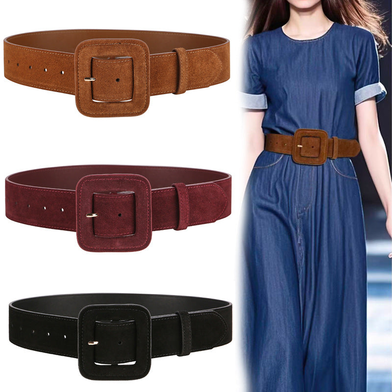 Matte Suede Leather Belt