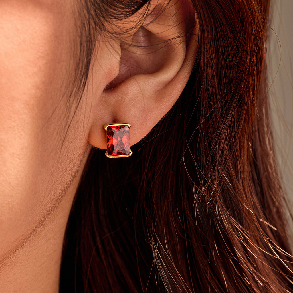 Square Zircon Stainless Steel Earrings