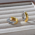 Two-Tone Ear Clips | Inlaid with Zircon, Gold and Silver