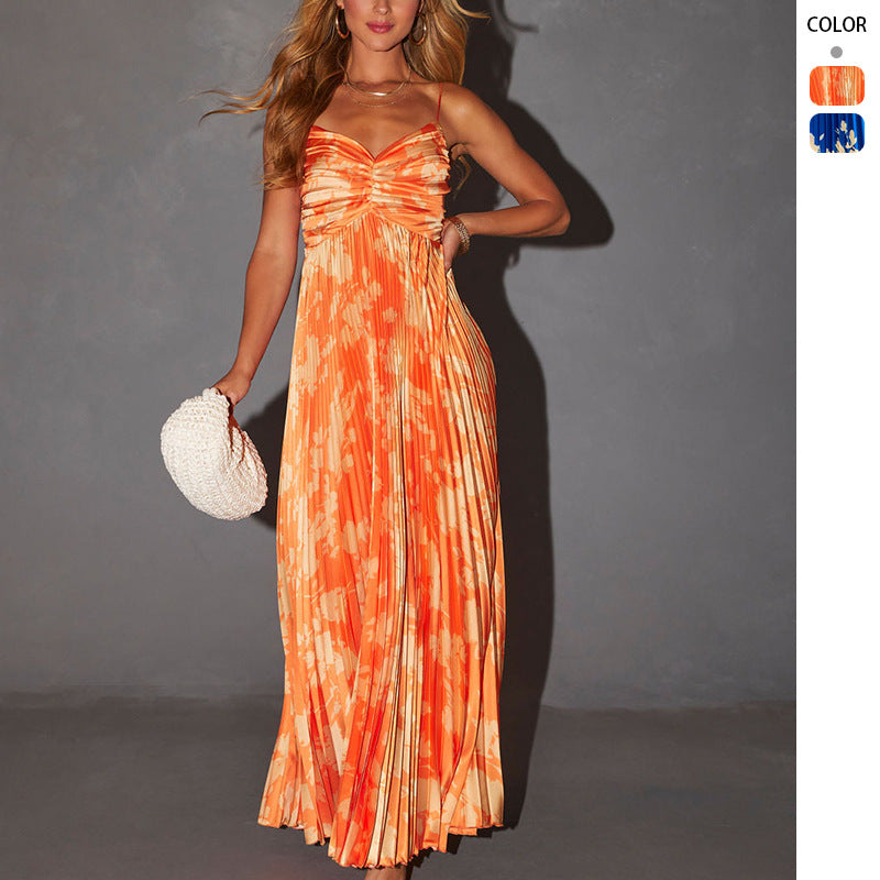 Floral Print Backless Summer Dress