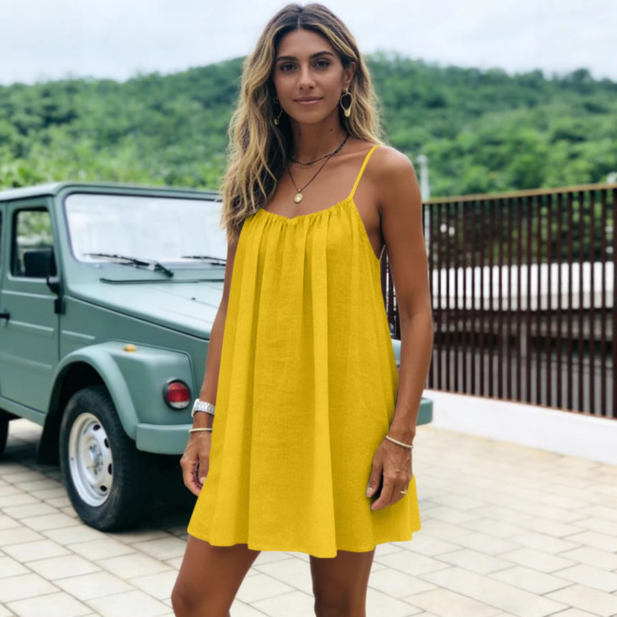 Womens Ice Silk Ruched Backless Short Dress
