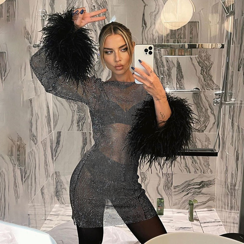 Womens Fluffy Mesh Dress