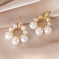 Pearl-Floral Vintage Hoop Earrings