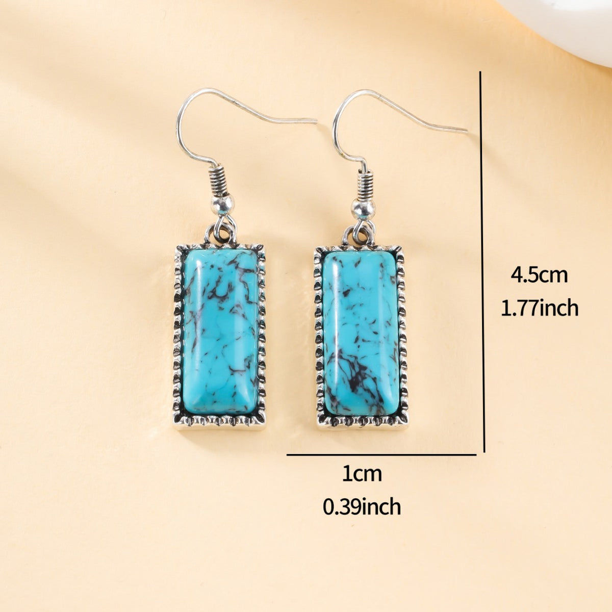 Vintage Rectangular Turquoise Stud Earrings