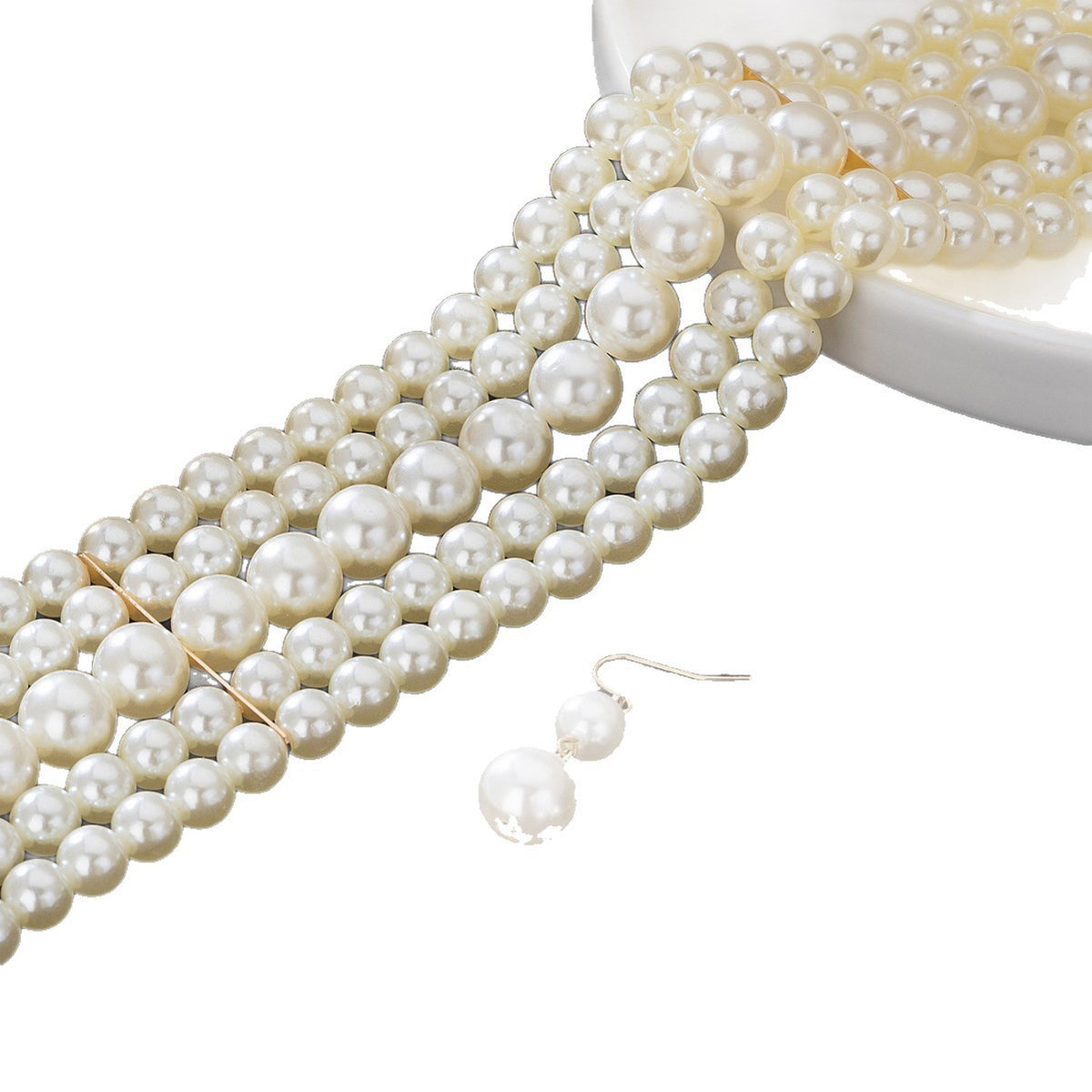Pearl-Shaped Necklace & Earring Set