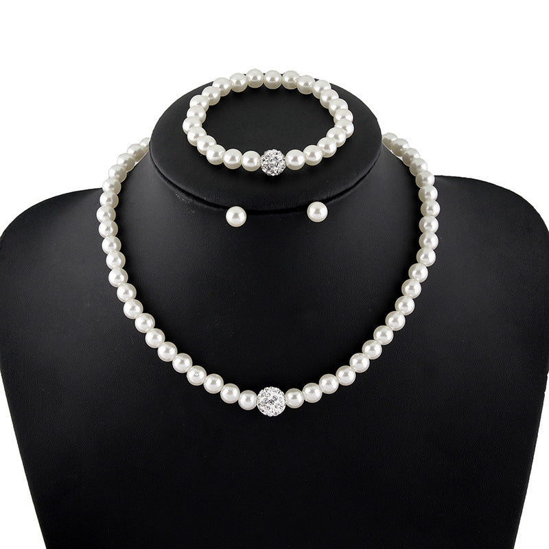 Pearl-Shape Earrings, Necklace & Bracelet | Three-Piece Set