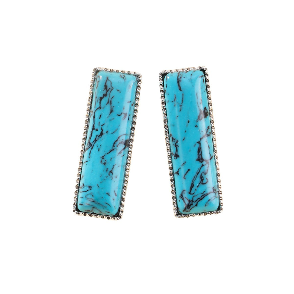 Vintage Rectangular Turquoise Stud Earrings