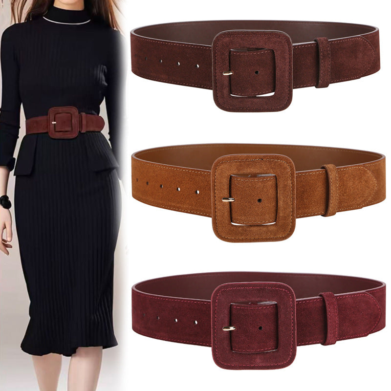 Matte Suede Leather Belt
