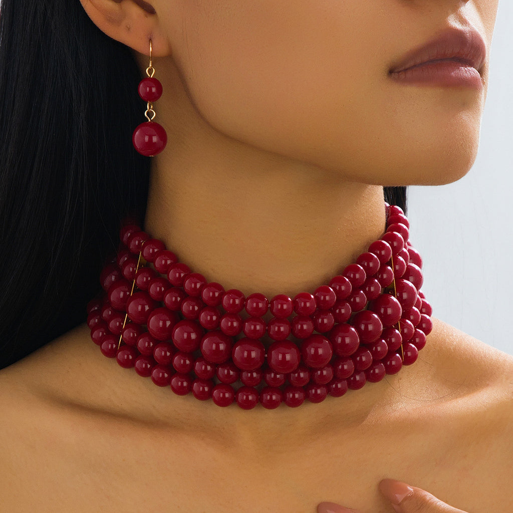 Pearl-Shaped Necklace & Earring Set
