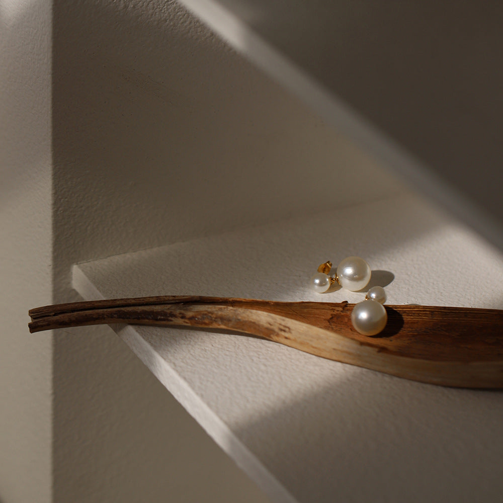 Pearl-Drop Gold Plated Earrings
