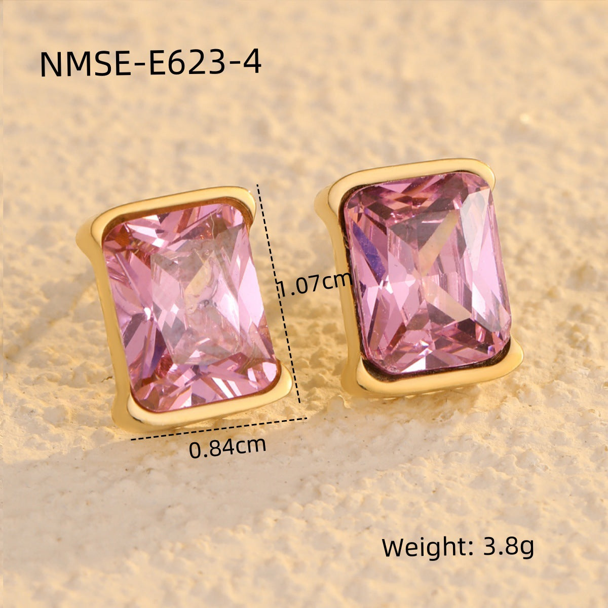 Square Zircon Stainless Steel Earrings