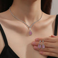Minimalist Water-Drop Pendant Necklace, Earrings, Bracelet & Ring Set | Four-Piece Set