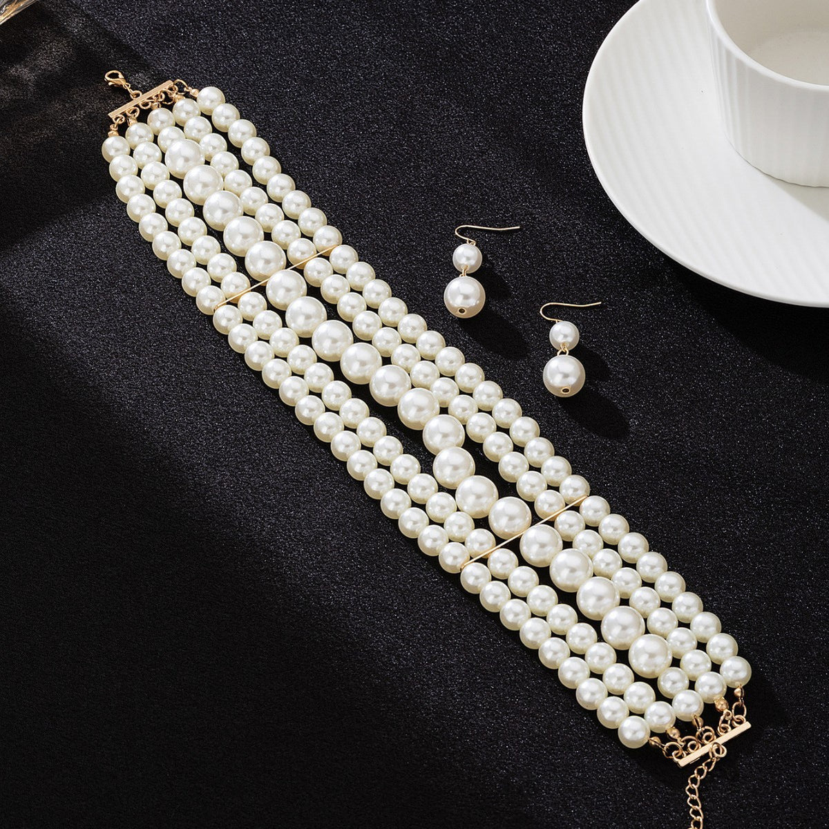 Pearl-Shaped Necklace & Earring Set