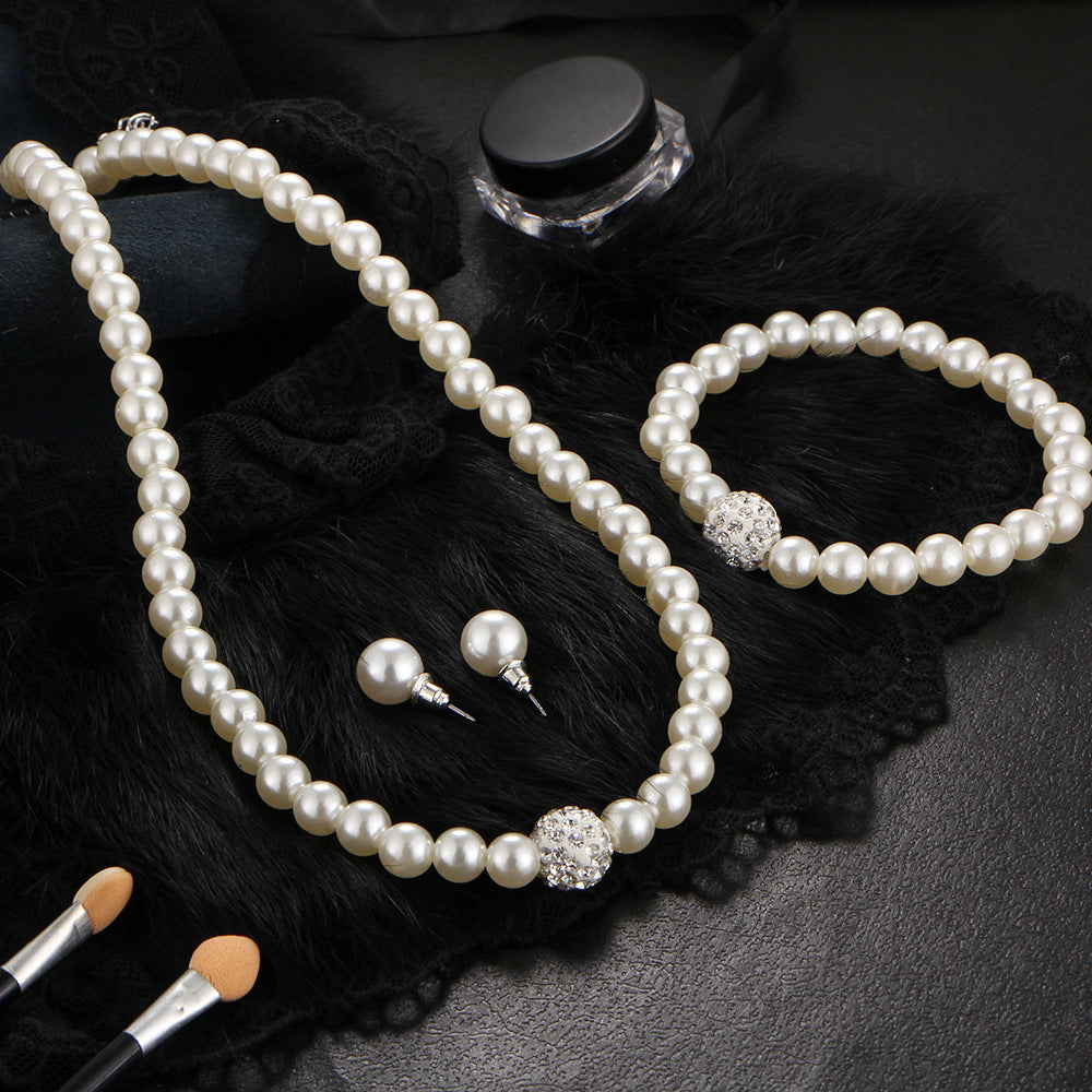 Pearl-Shape Earrings, Necklace & Bracelet | Three-Piece Set