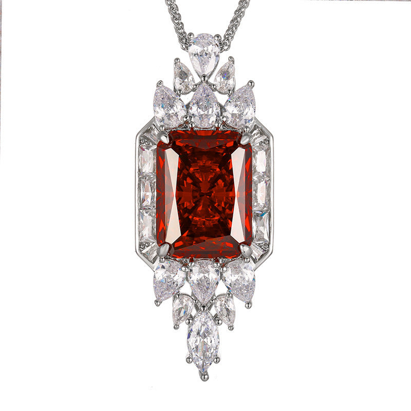 Diamond-Shaped Zircon Vintage Pendant Necklace | Assorted Colours