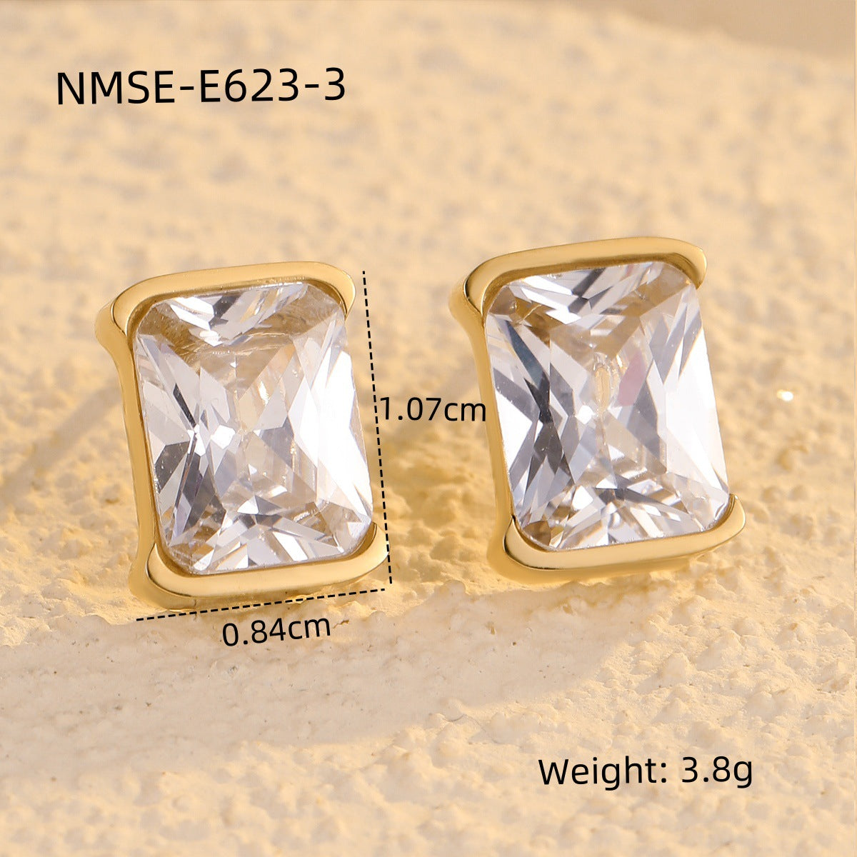 Square Zircon Stainless Steel Earrings