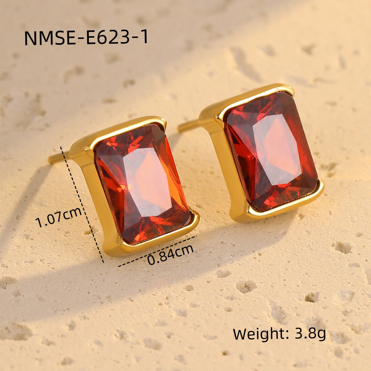 Square Zircon Stainless Steel Earrings