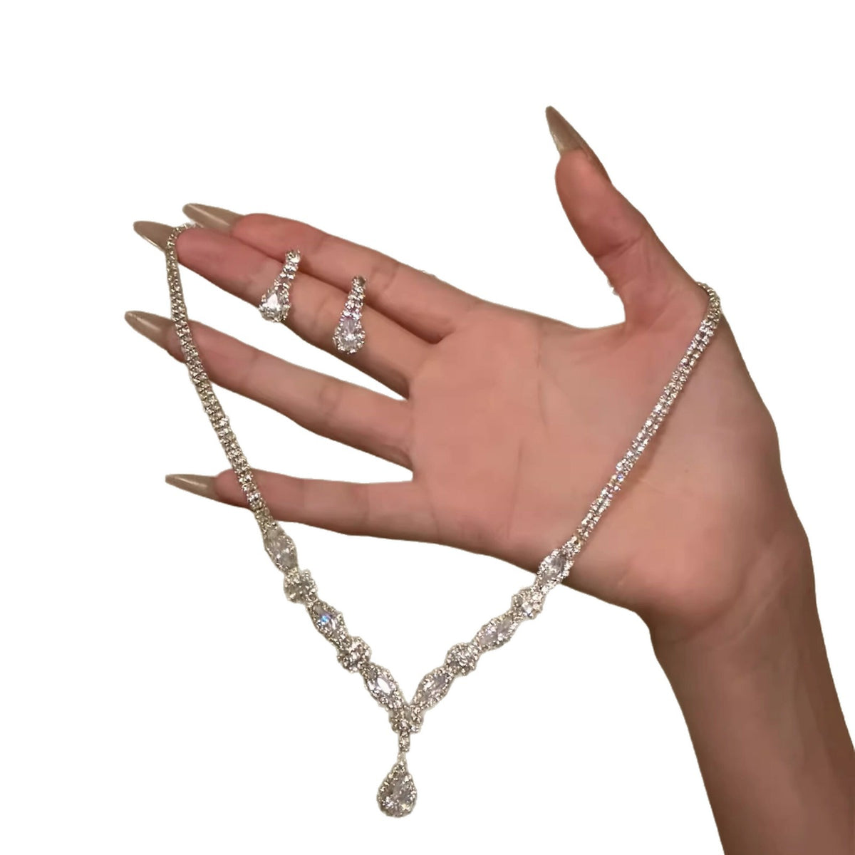 Diamond-Touch Necklace & Earrings | Two-Piece Set