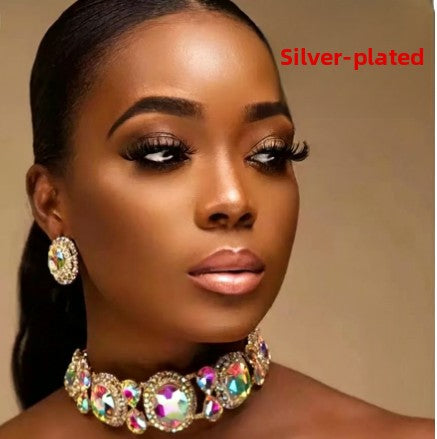 Crystal Circle Earrings & Necklace Set | Two-Piece Set