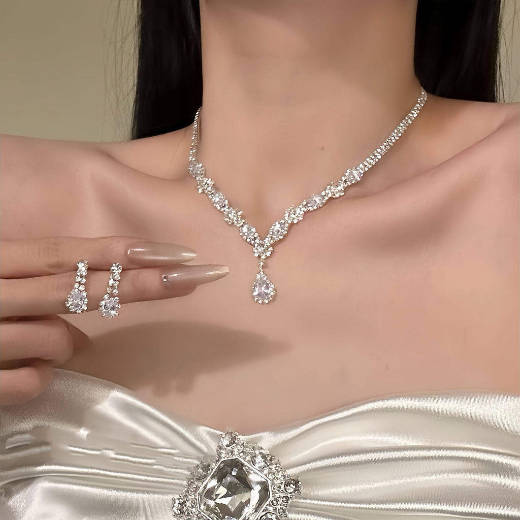 Diamond-Touch Necklace & Earrings | Two-Piece Set
