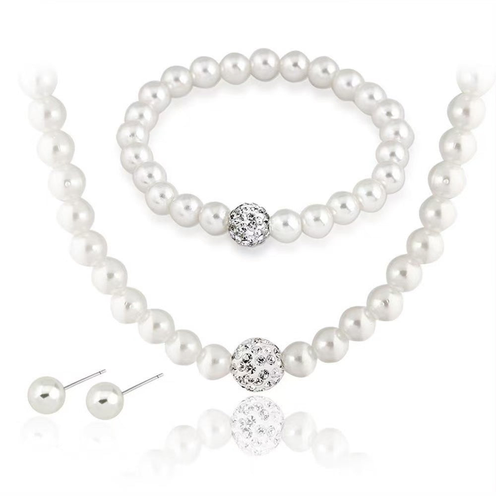 Pearl-Shape Earrings, Necklace & Bracelet | Three-Piece Set