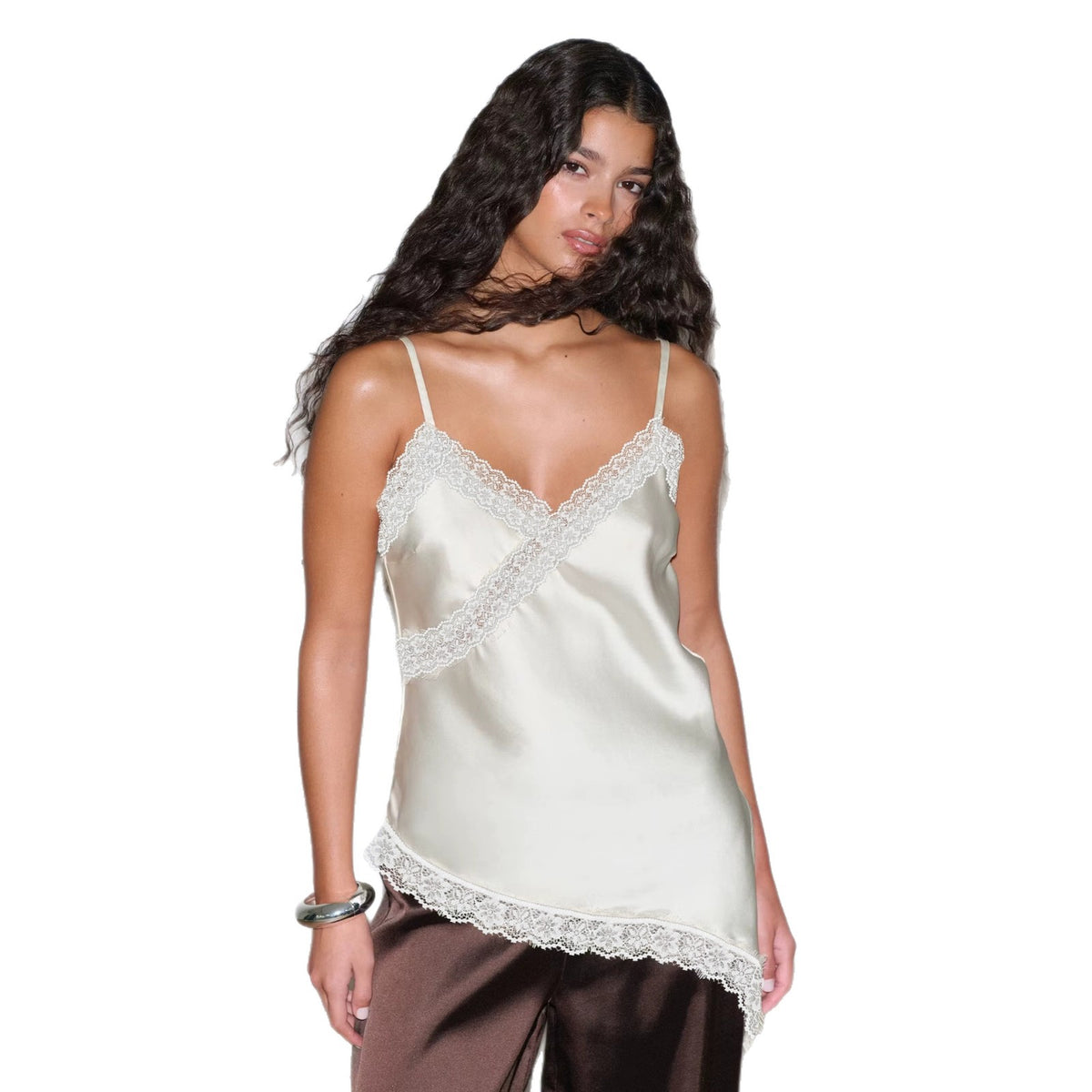 Asymmetric Suspender Lace Mini-Dress